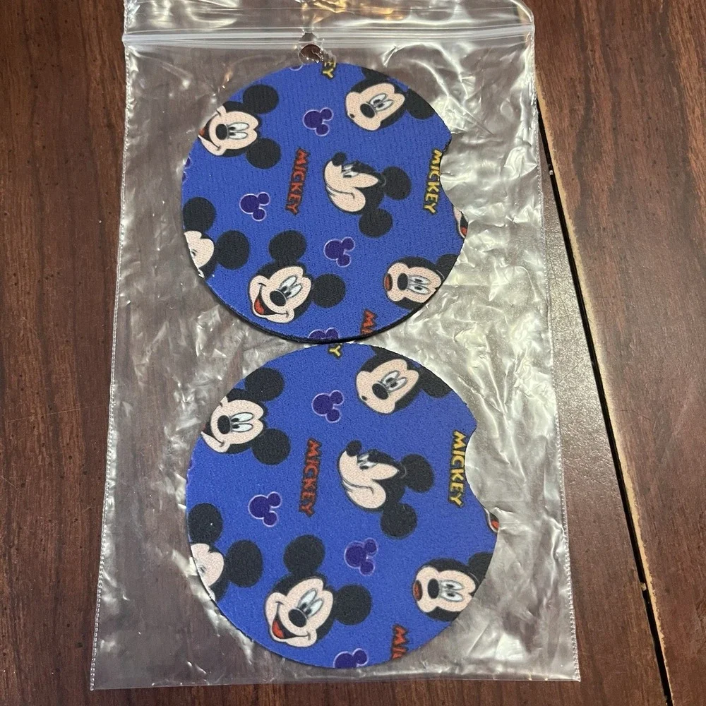 Mickey Mouse Inspired Set of 2 Car Coasters Blue